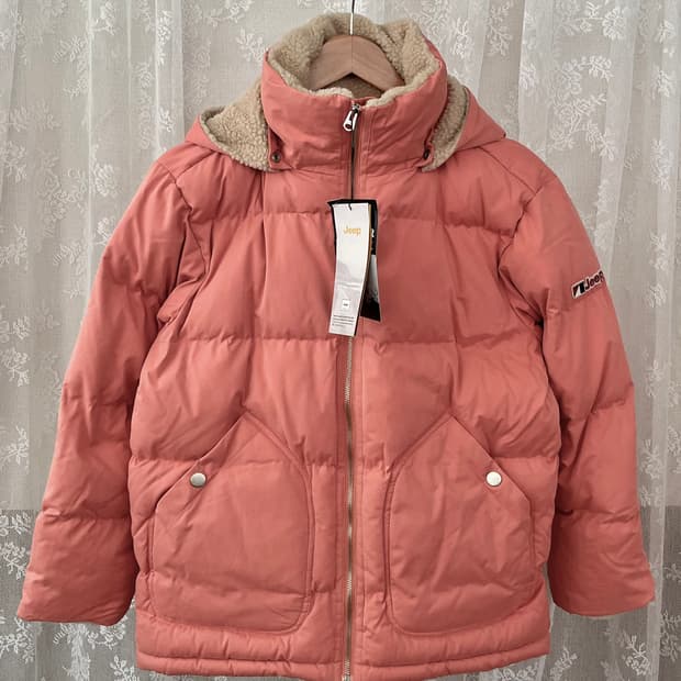 S) 새상품 지프 jeep 숏 패딩 점퍼 코랄