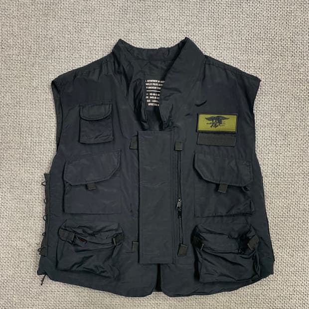 LAPD 블랙 택티컬 밀리터리 베스트 L (테크웨어 스타일)