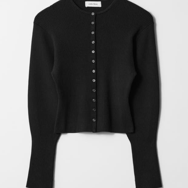 앤아더스토리즈 립 니트 가디건 화이트