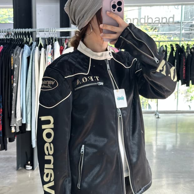  벤슨 x T.F.O.A 스컬자수빅로고 넥버클 투웨이 레이싱자켓