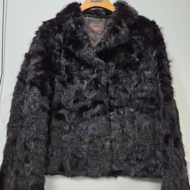 ROBO 블랙 밍크 퍼 자켓 Y2K