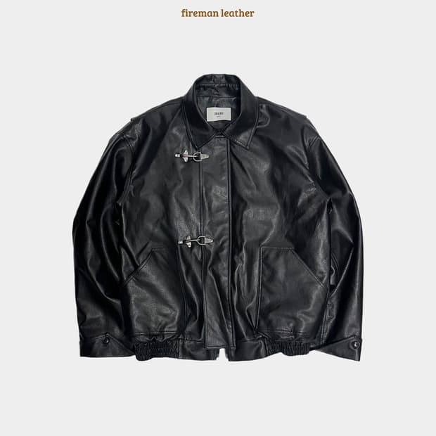 ireri 레더 파이어맨 블루종 자켓