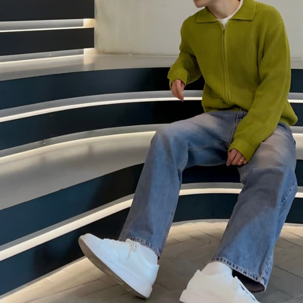 인템포무드 올리브 니트집업(M)