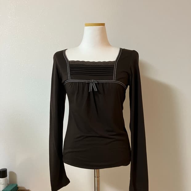 일본빈티지 리본 롱슬리브티셔츠 긴팔티셔츠 모리걸