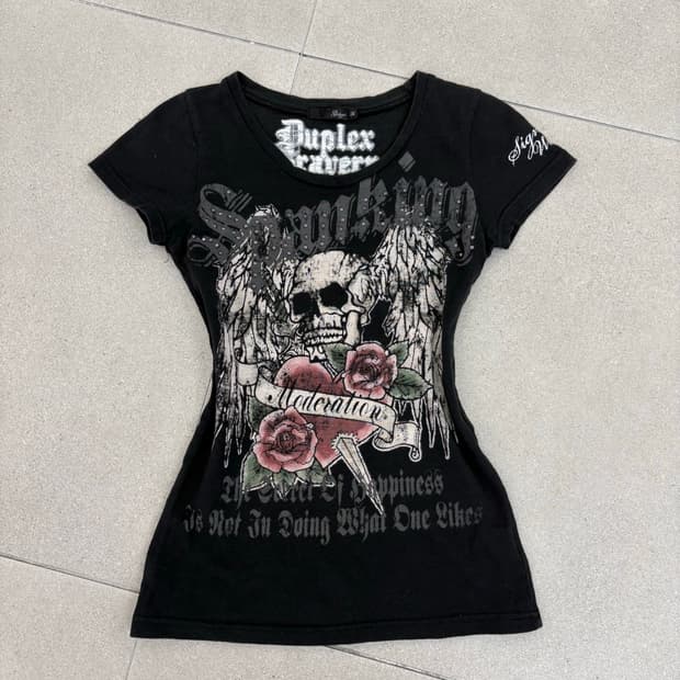 백날개 스컬 반팔