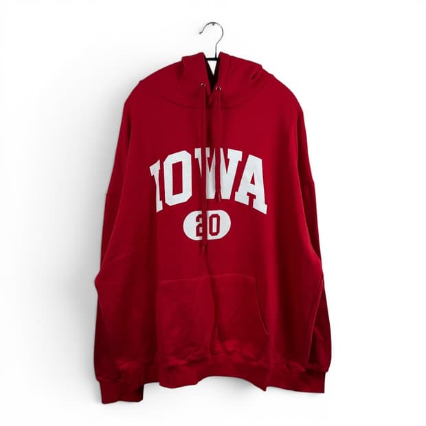(F) 아이오와 박스 기모 후드 티 레드