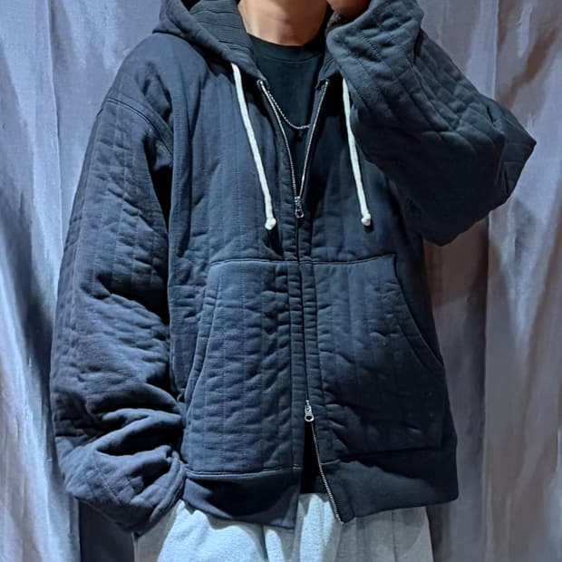 XL 스투시 버티컬 퀼티드 블랙 후드집업