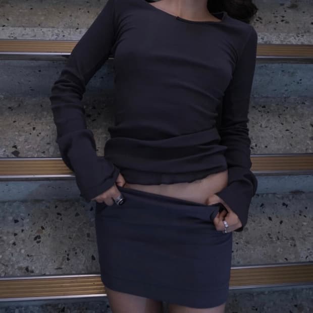 gen skirt charcoal blue 사이즈 m