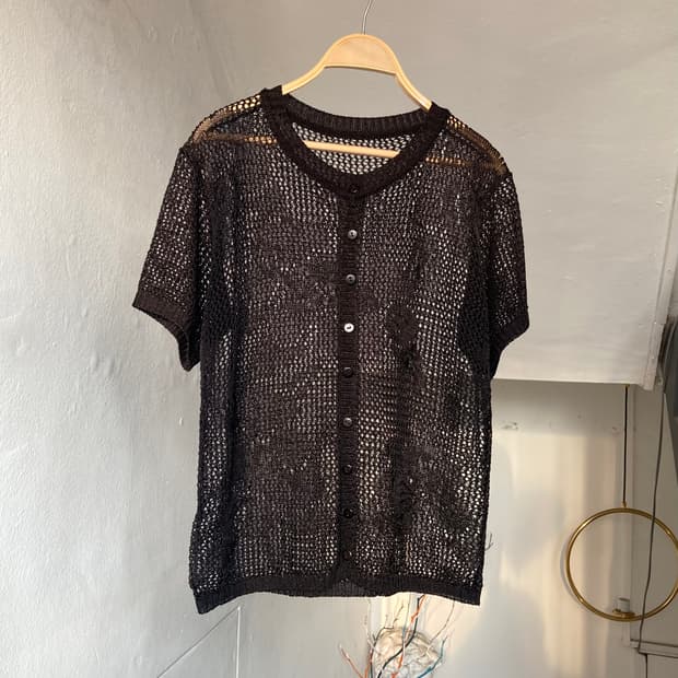 빈티지 레이어드 뜨개 크로셰 가디건