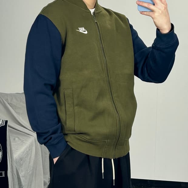 나이키 네이비 카키 배색 자켓 져지 M 