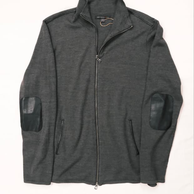 John varvatos 레더 패치 니트 집 L