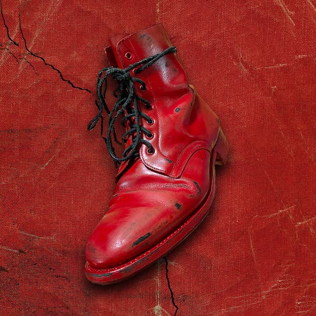 Japanese 90s 레드 풀 페인티드 레이스업 부츠 275