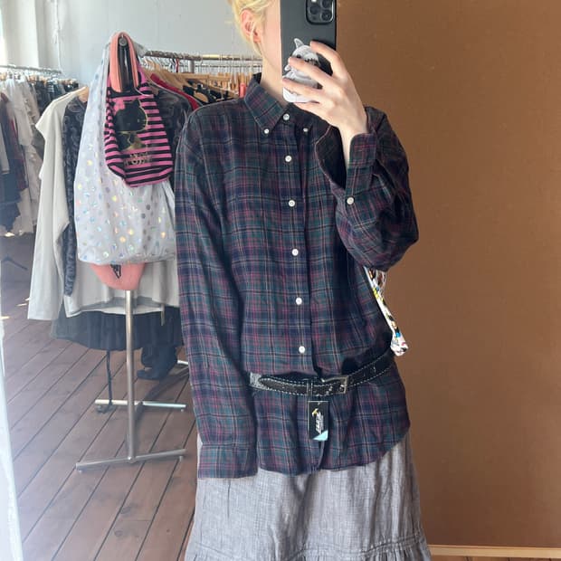 폴로 레드 체크 셔츠 