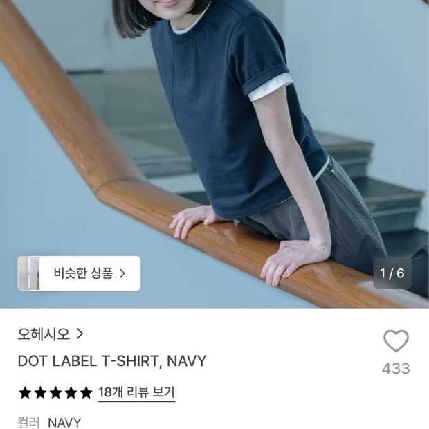 오헤시오 dot label t-shirt navy