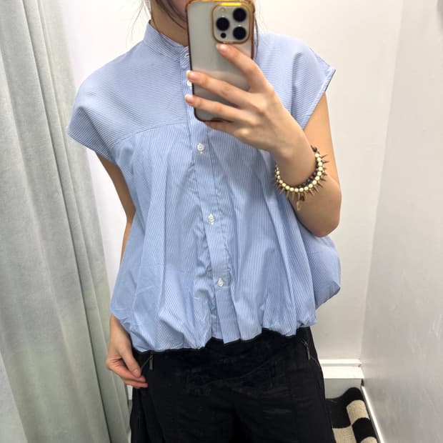 Boogie 블루 스트라이프 블라우스 