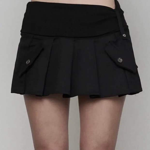 에트오소메 스커트  Rib Fake Pocket Pleats Skirt