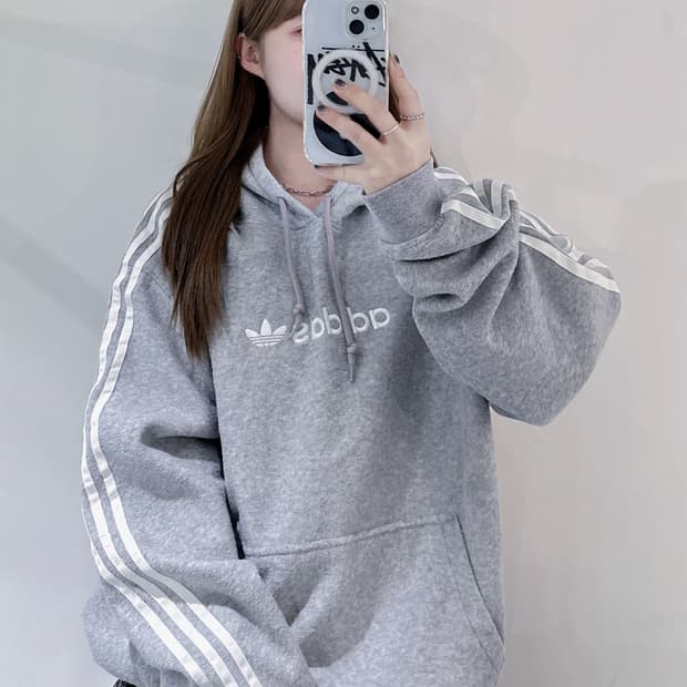 아디다스 빅로고 플리스 후드