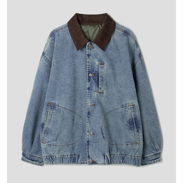 에잇세컨즈 빈티지 코듀로이 카라 데님 패딩 판매합니다