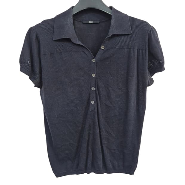 보스 블랙 반팔 니트 가디건