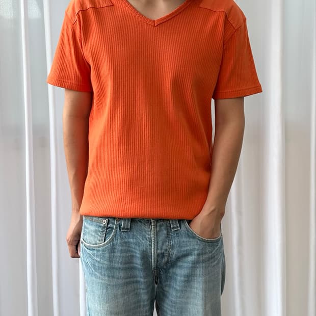 [2XL]아비렉스 미군 브이넥 와플 티셔츠