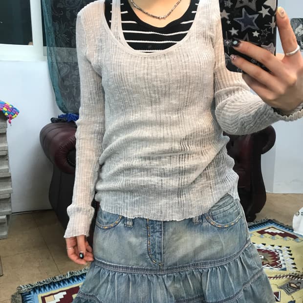 여성 그물 니트 