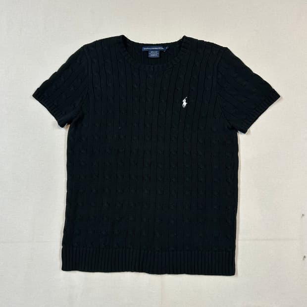 XL) 폴로 랄프로렌 꽈배기 케이블 반팔 니트 블랙