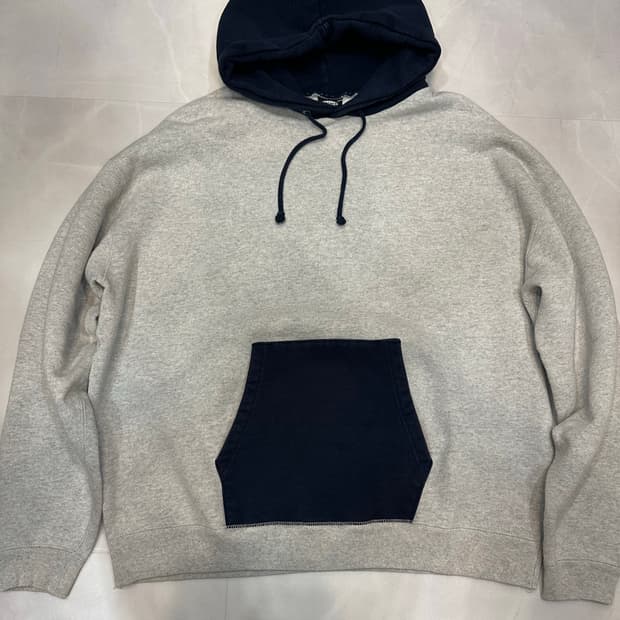 [M]프릭스스토어 오버사이즈 투톤 후드티셔츠 멜란지/네이비