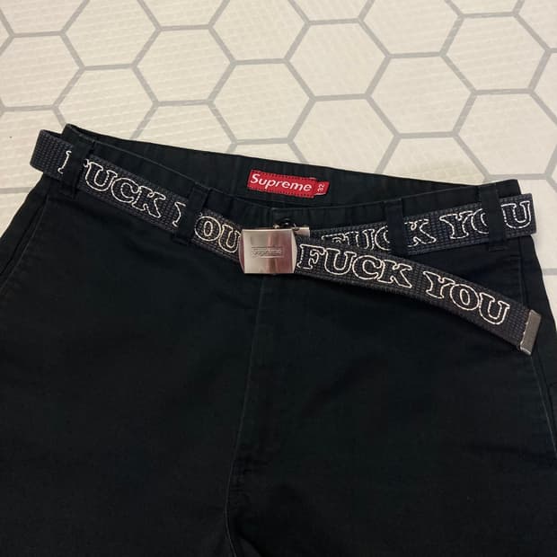(L/XL) 슈프림 17FW 히스테릭 글래머 fuck you 벨트 블랙