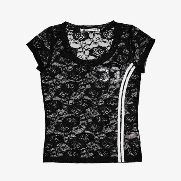 셋업이엑스이 33 LACE TOP / BLACK