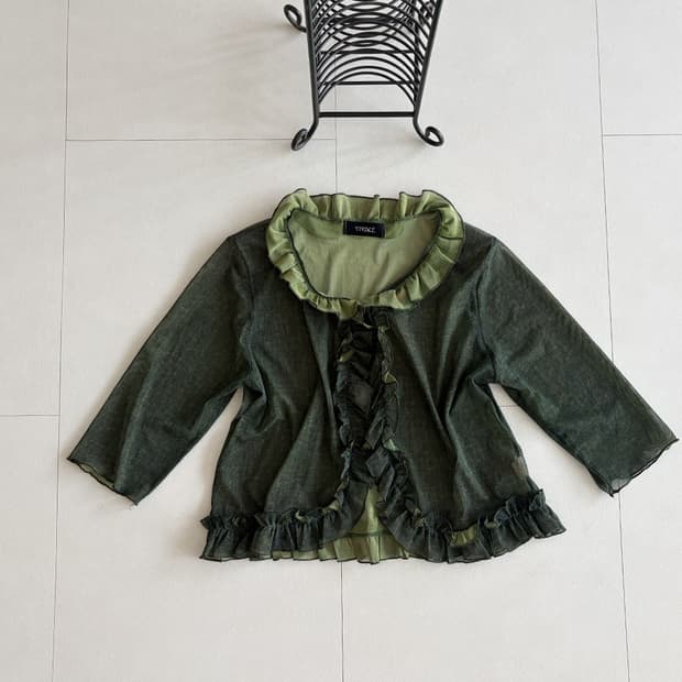 ruffle collar sheer top