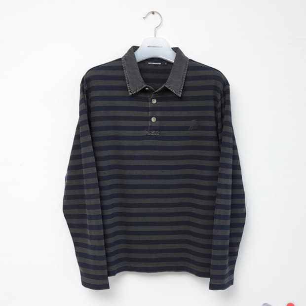 해칭룸 VTG Stripe Polo Tee Dyed Blue 4사이즈