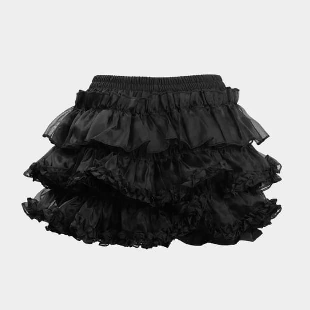 러프넥 튜튜 스커트 블랙