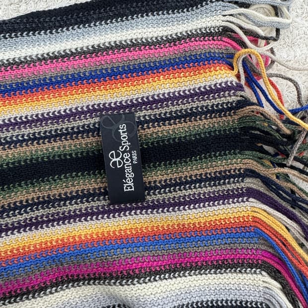 Elegance Paris 컬러 스트라이프 니트 머플러