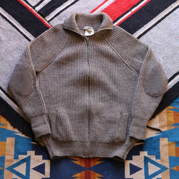 엘엘빈 80s 브리티쉬 울 앨보우 패치 니트 가디건