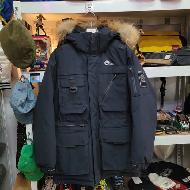 NEPA 미착용 네파 네이비 퍼 후드 구스 다운 패딩 (후드 탈부착)