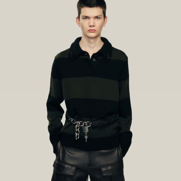 [M,L]시몬로샤 비즈 스트라이프 폴로 니트