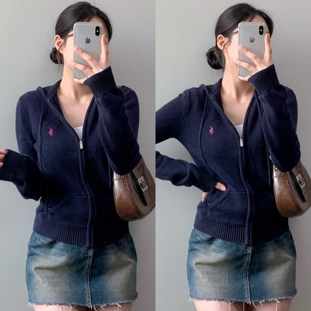 폴로 니트 후드집업