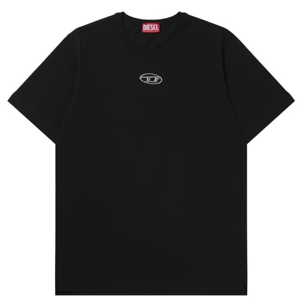 디젤 T-어드저스트-Od 메탈릭 오발 D 티셔츠 블랙