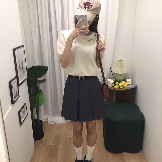 여성 라코스테 크롭 반팔니트 95