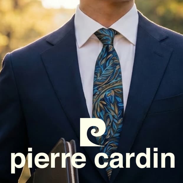 피에르 가르뎅 블루 리프 패턴 넥타이 9.2cm A+등급 A19722