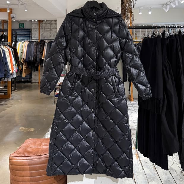 로렌 랄프로렌 벨티드 다이아몬드 퀼팅 후드 다운 코트