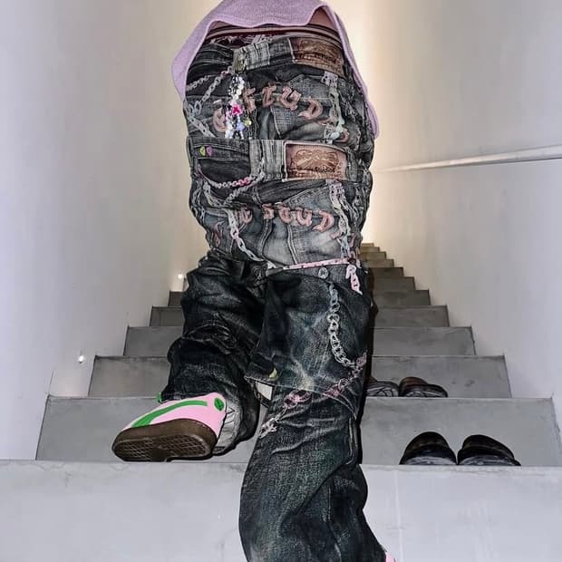 48) 아크네 스튜디오 트롱프뢰유 프린팅 데님팬츠