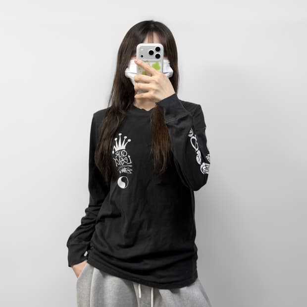 스투시 x 아워레가시 크라운 롱슬리브 블랙