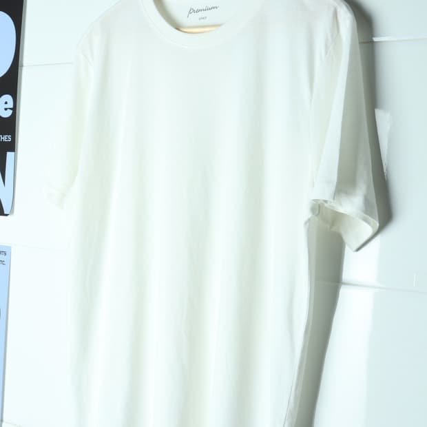 (L) 스파오 반팔 티셔츠 흰색 무지 솔리드-H36395