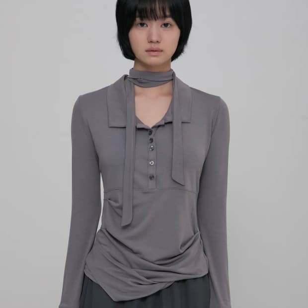 플레어업 Asymmetrical Draped Shirt 
