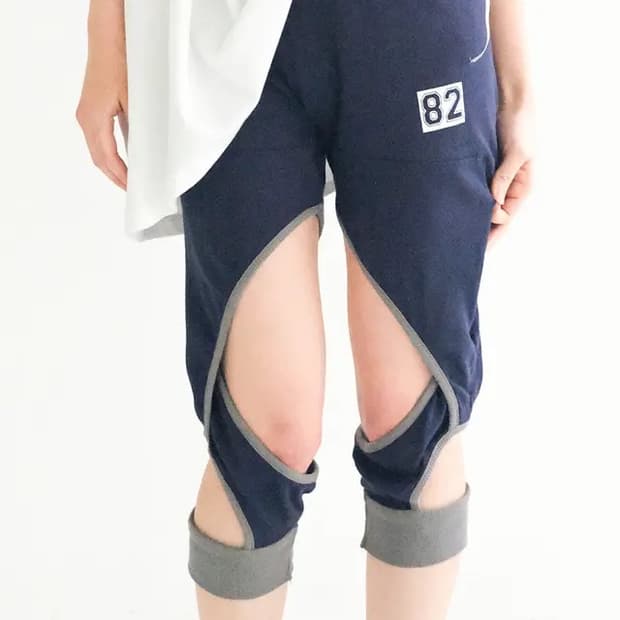 cotton mesh cross up leggings (navy)