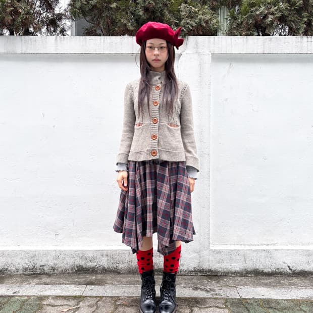 빈티지 울&알파카 버튼 가디건