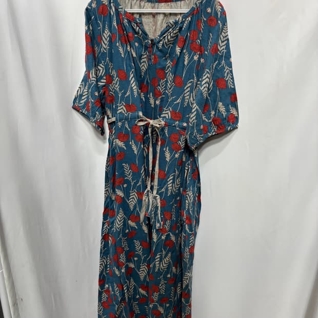 플로럴 및 리프 프린트 맥시 롱 원피스