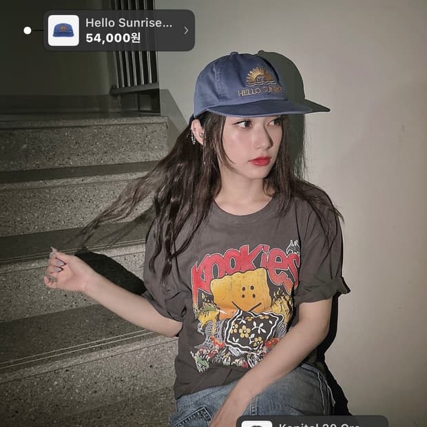 캐피탈 20 크루 티셔츠 잉크 블랙 xs 쿠키 반팔