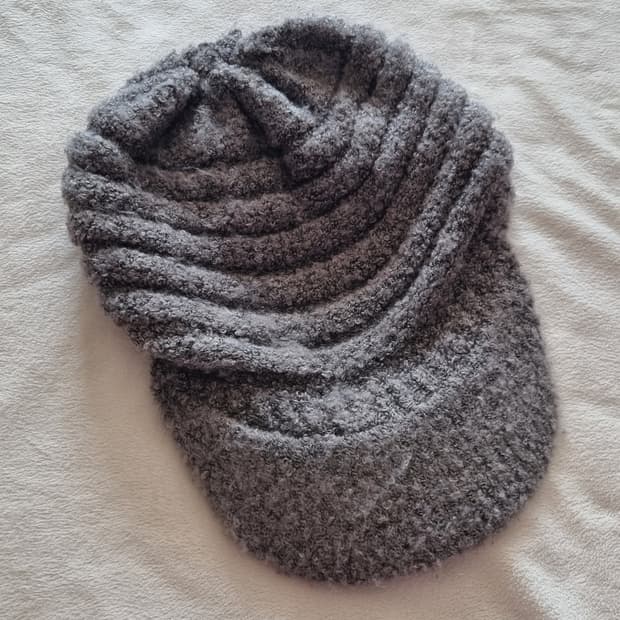 빈티지 모리걸 하구미 그레이 니트 모자